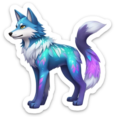 Colorful Shiny Fionbri-Falvie-sparkle-wolf-sona with tribal markings full body sticker