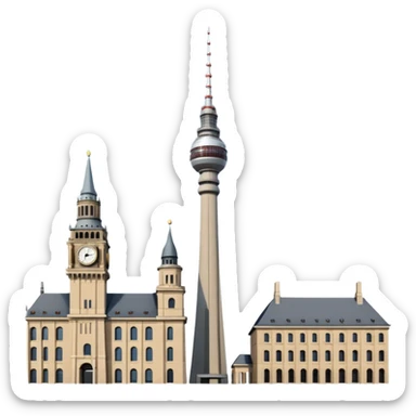 berlin television tower versus big ben tower sticker