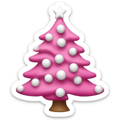 Pink christmas tree with white decorations sticker