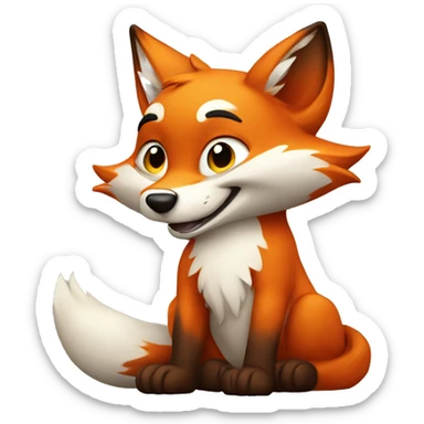 The satisfied fox waves his paw sticker