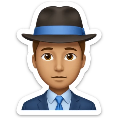 man with hat and blue ties sticker
