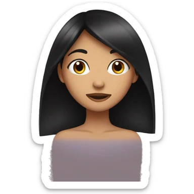 pretty young long black haired girl covering face sticker