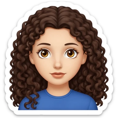 white girl with long dark curly brown hair brown eyes  sticker