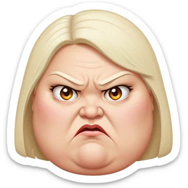 angry fat lady facing sideways sticker