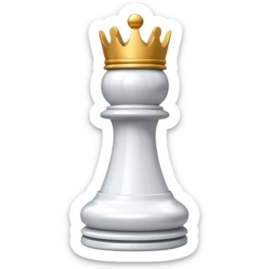 white plastic chess pieces, king sticker