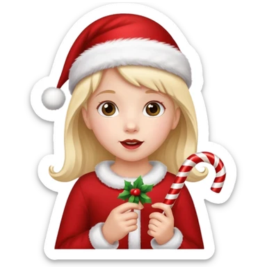 Little Girl with candy canes celebrating Christmas sticker