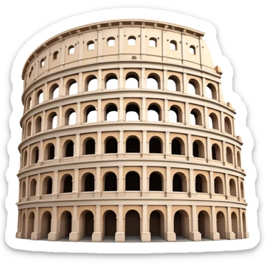Cinematic Realistic Colosseum Landmark Emoji, depicted as the ancient Roman amphitheater rendered with dramatic architectural detail and dynamic lighting. sticker