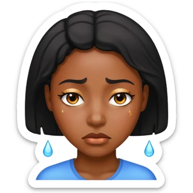 Black woman sad and sweating water sticker