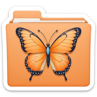pastel orange file folder with butterfly on the cover sticker