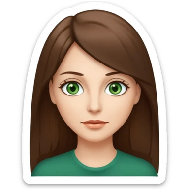 pretty middle age woman with green eyes and long straight ash-brown hair  sticker