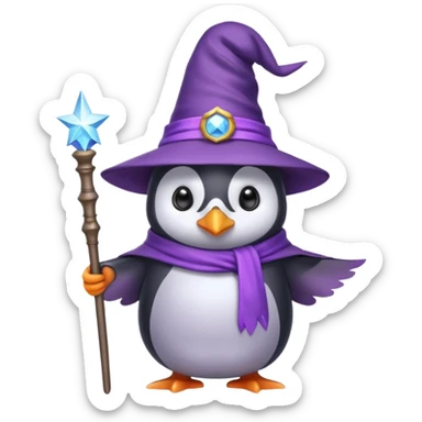 Purple wizard penguin sticker