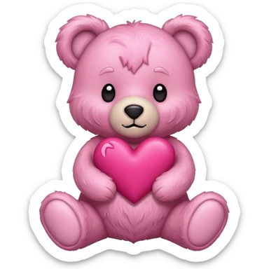 Teddy Bear with pink love sticker