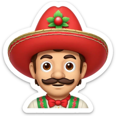 mexican mario bros with a red sombrero  sticker