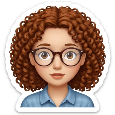 freckled girl with curly hair with glasses sticker