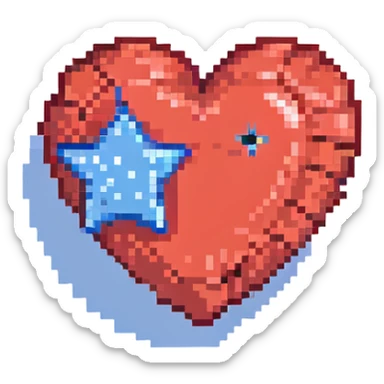A red heart with a blue star inside sticker