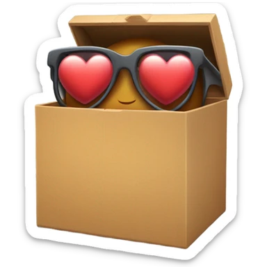 caja inteligente con lentes encima de un corazon gigante sticker