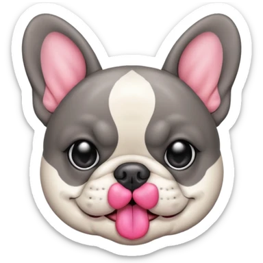 French bulldog that’s grey doing a kissy face sticker