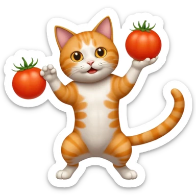 Cat throwing tomato  sticker