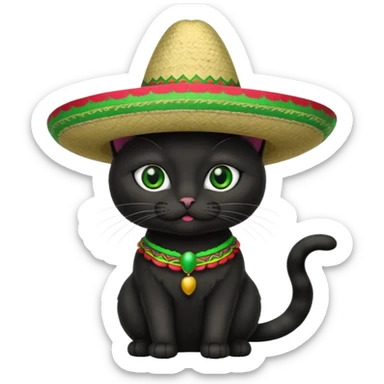 Black cat with Mexican sombrero sticker