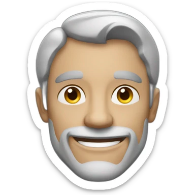 a smiling grey man with a very muscular jaw sticker