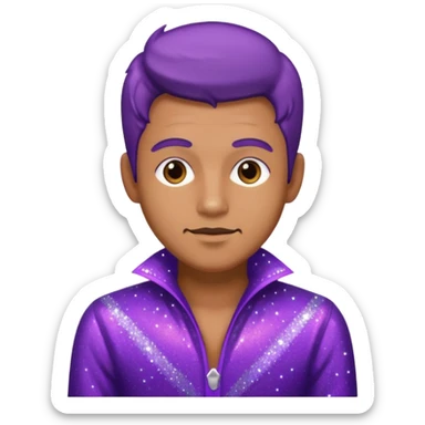 man supervisor wearing glitter purple glittery clothes sticker