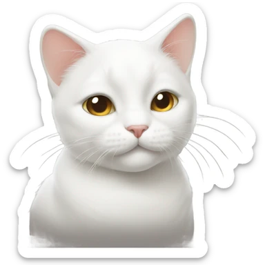 White cat kisses sticker
