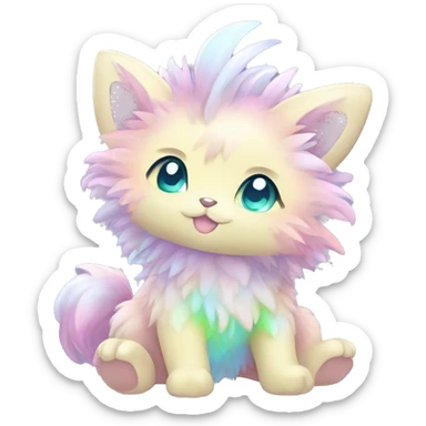 Shiny Baby Sparkly Colorful Pastel Fluffy beautiful fantasy Kawaii Ethereal Sona Fakemon-animal Full Body sticker