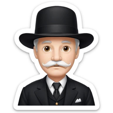 very big white moustachhe and typical 1900 black elegant clothes and hat . politician pose sticker