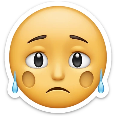 sad face emoji with green background and subtle tears sticker