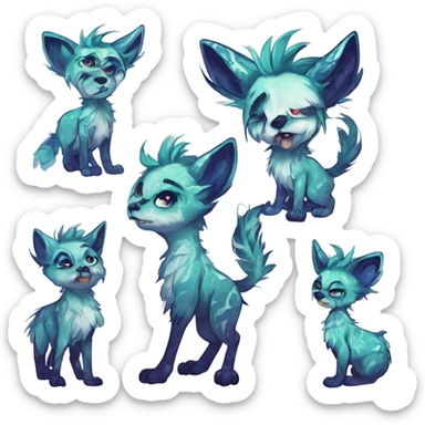 Cool cute Kawaii edgy fantasy shiny animal  fursona Fionbri vernid by griffsnuff & LiLaiRa & Falvie full body sticker