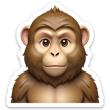 Cinematic Noble Macaque Portrait Emoji, Poised and regal, with a smart, agile build and expressive, deep-set eyes, adorned with soft, detailed fur and a dignified expression, Simplified yet sharp and sophisticated features, highly detailed, glowing with a soft, natural radiance, high shine, intelligent and commanding, stylized with an air of primate nobility, focused and alert, soft glowing outline, capturing the essence of a watchful and confident guardian that appears ready to leap out of the screen with effortless authority! sticker