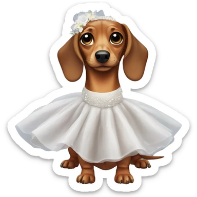 Dachshund wearing a wedding dress sticker