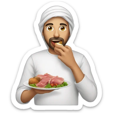 Arabic person eating hog sticker