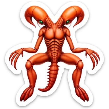 xenomorph alien in lobster skin in man legs sticker