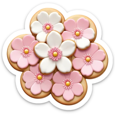 Cute Pastel pink and white Cherry Blossom Sakura Cookie sticker
