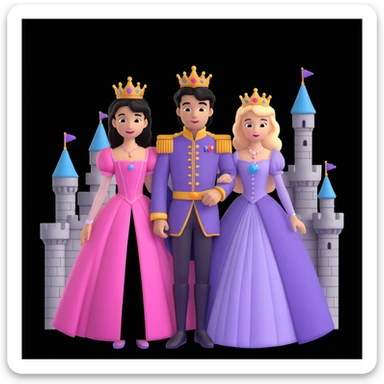prince and princess disny dress close up photo in castle sticker