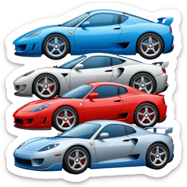 group of 4 sport cars sticker