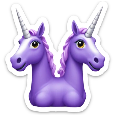 Two purple unicorns one with a rosary sticker