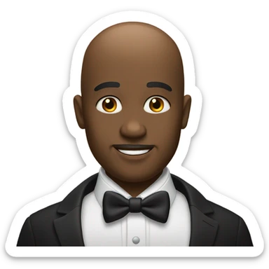 Black bald man in tuxedo  sticker