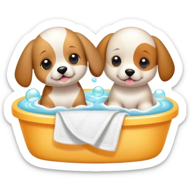 Baby spa day and puppies  sticker