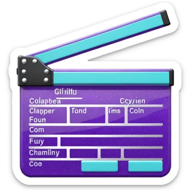 Glitter purple and cian clapperboard sticker