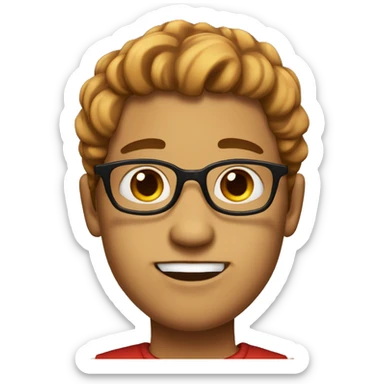 cool with bold face skin not brown and glasses on eyes hair red ad scars on face sticker