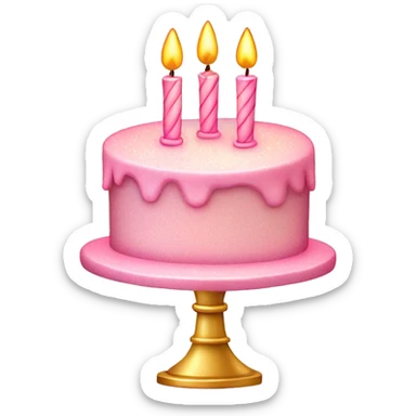 Sparkly light pink two tier birthday cake with candles sticker