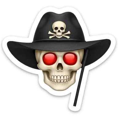 Drapeau de tête de mort avec un fond noir et sur la tête met un chapeau de paille avec un fil rouge sticker