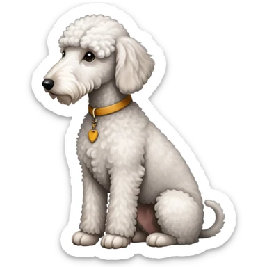 White Bedlington Terrier Sitting sticker