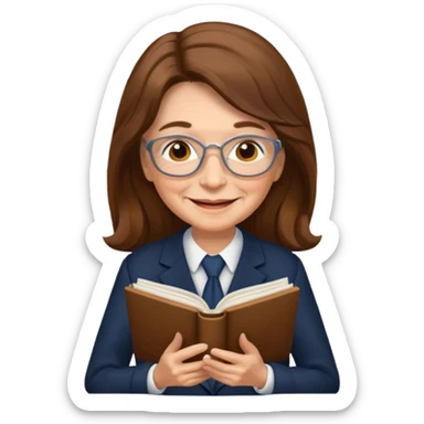 grandma reading in suit long hair sticker