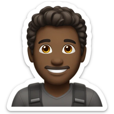 A white man with dark hair, brown eyes, smiling and saying Good morning sticker