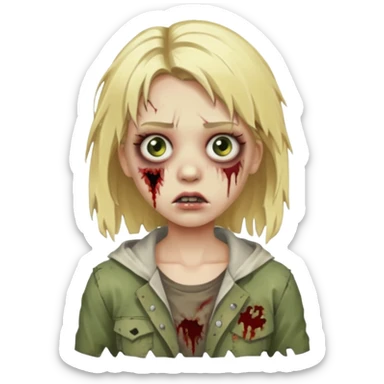 girl zombie with blonde hair sticker