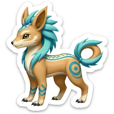  Tropical Tiny Marked Patterned Tribal WereGarurumon-Suicune-Linoone-Meloetta-fusion-hybrid-creature (full body) sticker