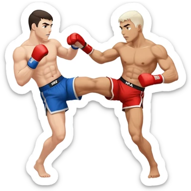 mma fighter kicks man white skin sticker